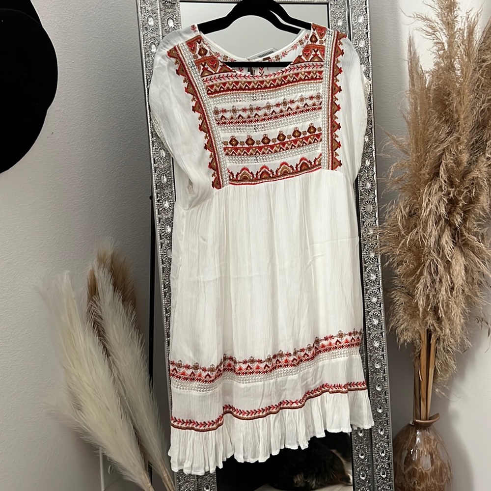 Free People Orange embroidered tunic